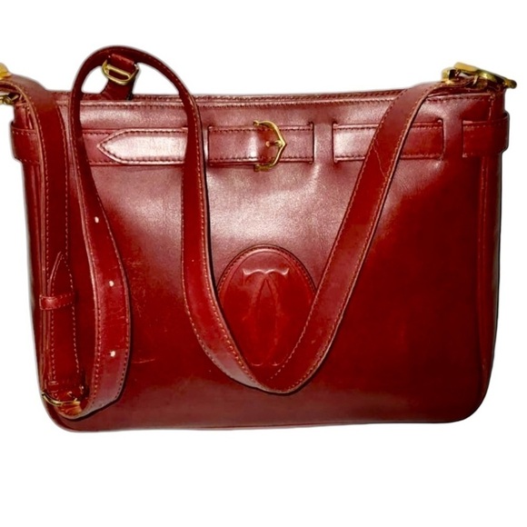 Cartier Must de Cartier Vintage Leather Shoulder Bag Burgundy